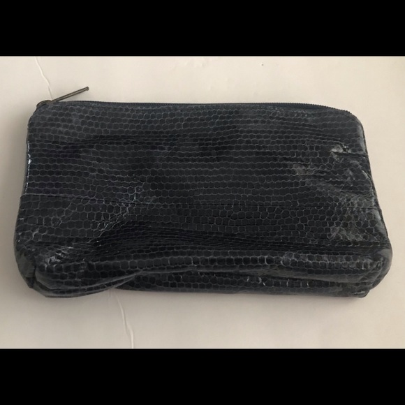 New Jim Thompson Small Clutch Dark Blue Snakeskin - Picture 4 of 16